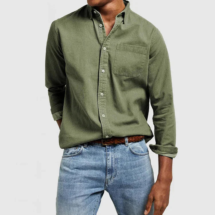 Men's Casual Solid Long Sleeves Work Shirt