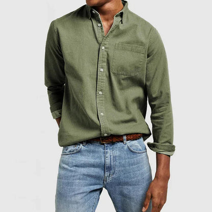 Men's Casual Solid Long Sleeves Work Shirt