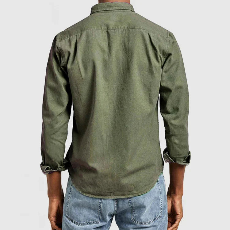 Men's Casual Solid Long Sleeves Work Shirt