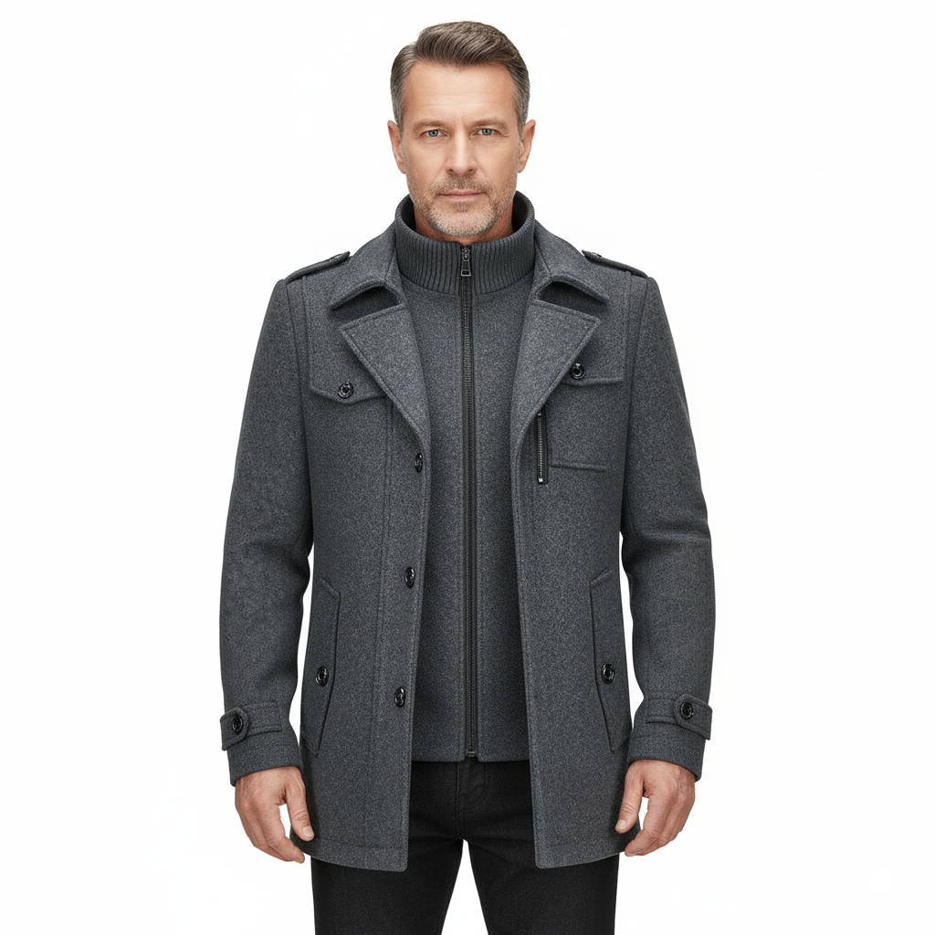 Men's British Thick Double-Layer Wool Blend Coat