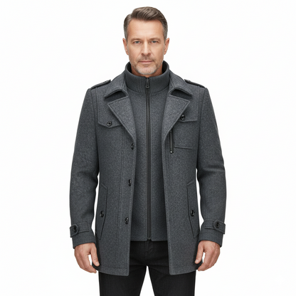 Men's British Thick Double-Layer Wool Blend Coat