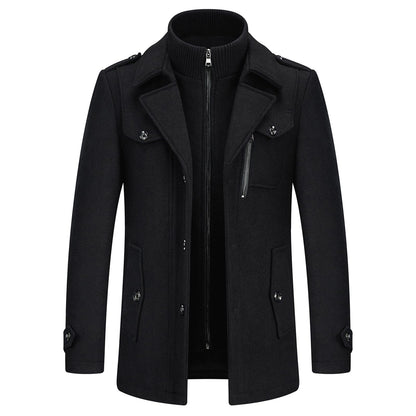 Men's British Thick Double-Layer Wool Blend Coat