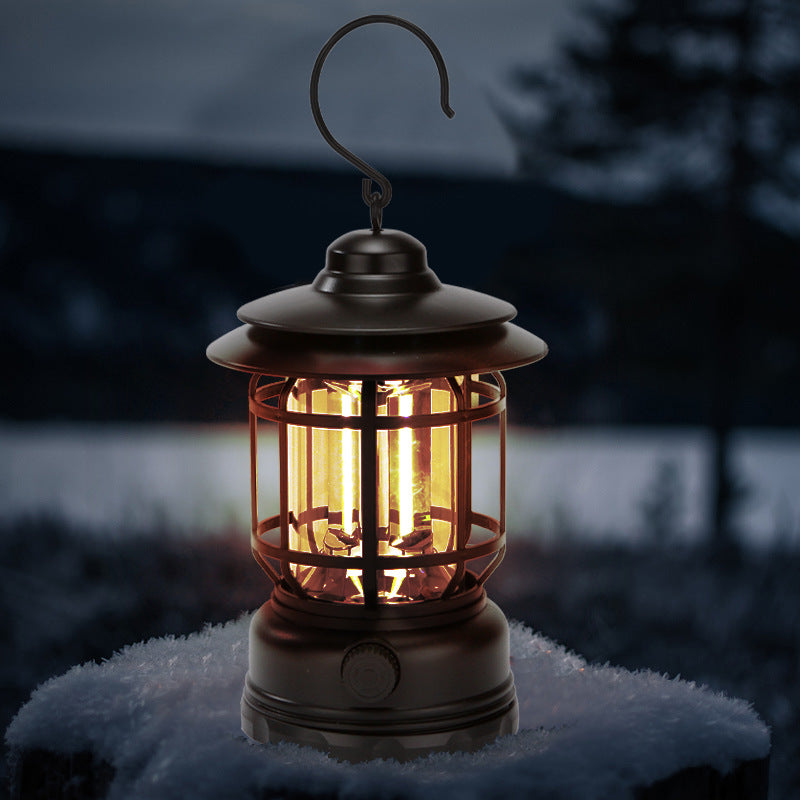Vintage LED Camping Lanterns, USB Rechargeable Portable Flashlight Waterproof Survival Decorative Lights for Camping