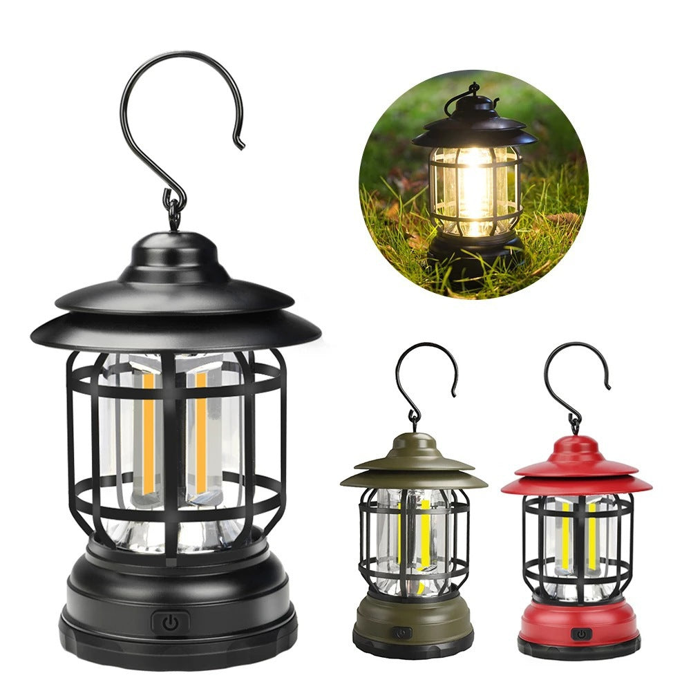 Vintage LED Camping Lanterns, USB Rechargeable Portable Flashlight Waterproof Survival Decorative Lights for Camping