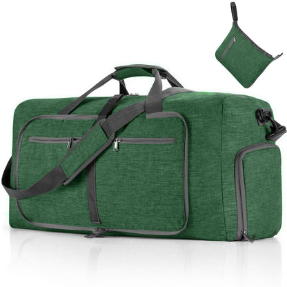 65L Foldable Travel Duffel Bag with Shoes Compartment Overnight Bag for Men Women Waterproof & Tear Resistant
