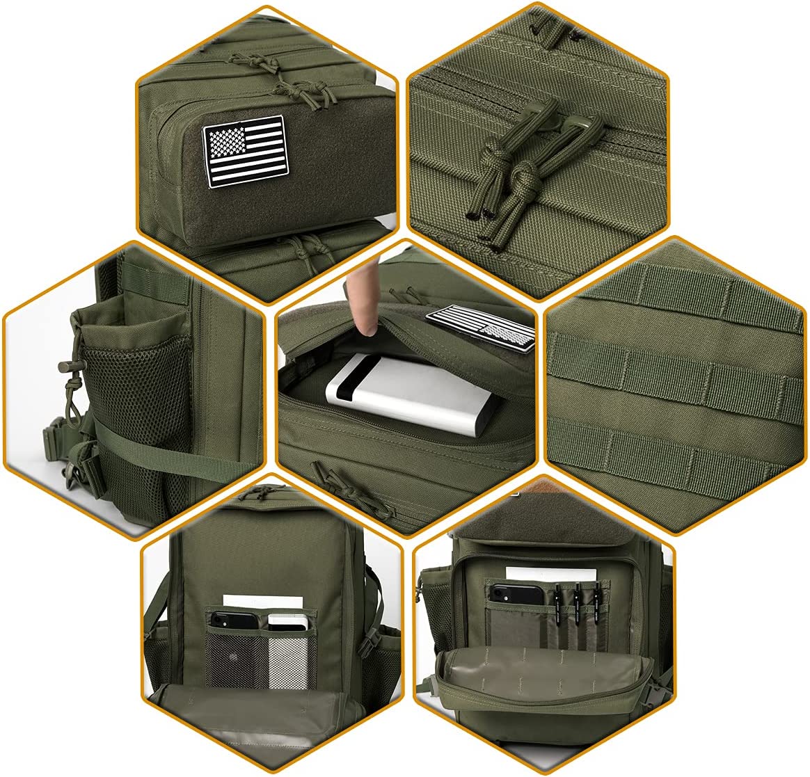 Military Tactical Backpacks For Men Molle Daypack 45L Large 3 Day Bug Out Bag Hiking Rucksack With Bottle Holder