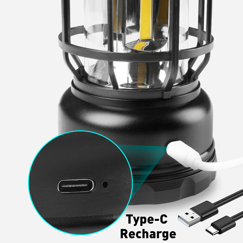Vintage LED Camping Lanterns, USB Rechargeable Portable Flashlight Waterproof Survival Decorative Lights for Camping